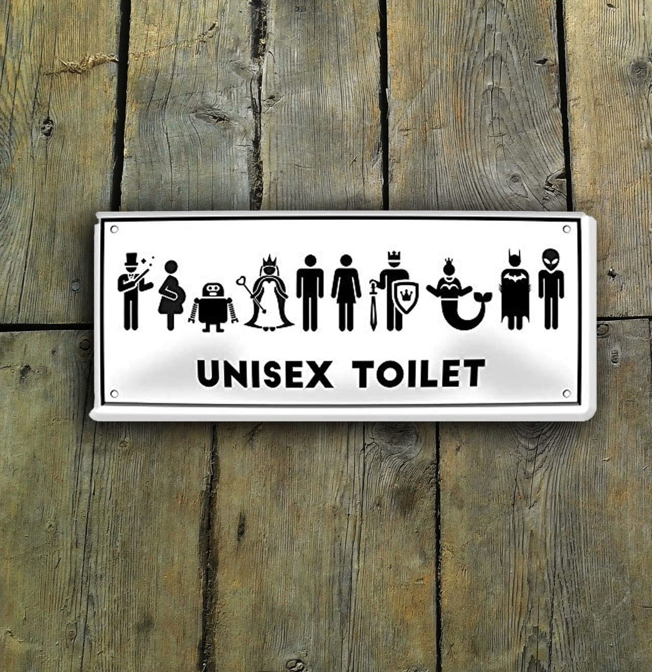 Blechschilder Funny Unisex Toilet Metal Sign Retro Style White 28